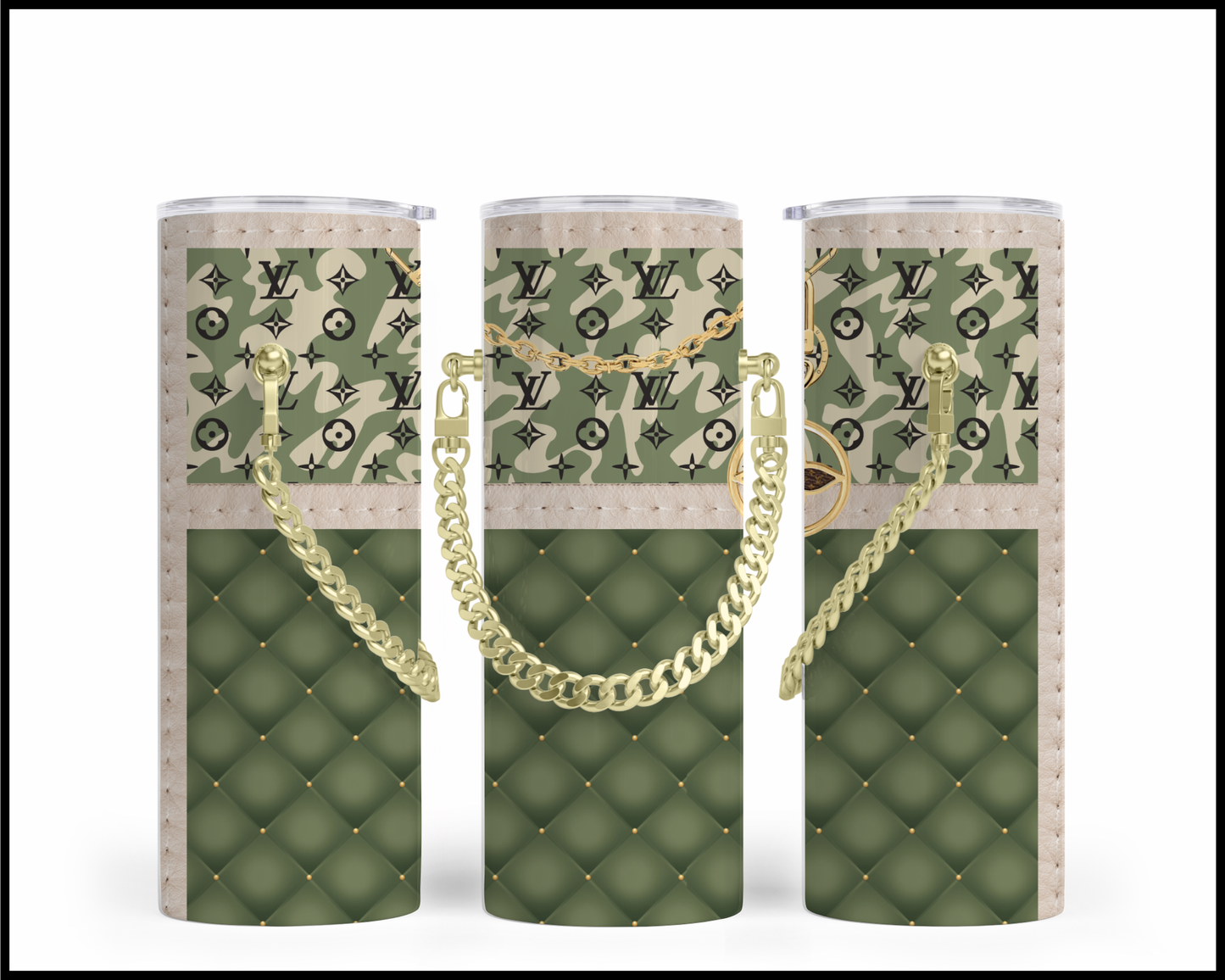 Designer Handbag Inspired Chain Tumbler (034)