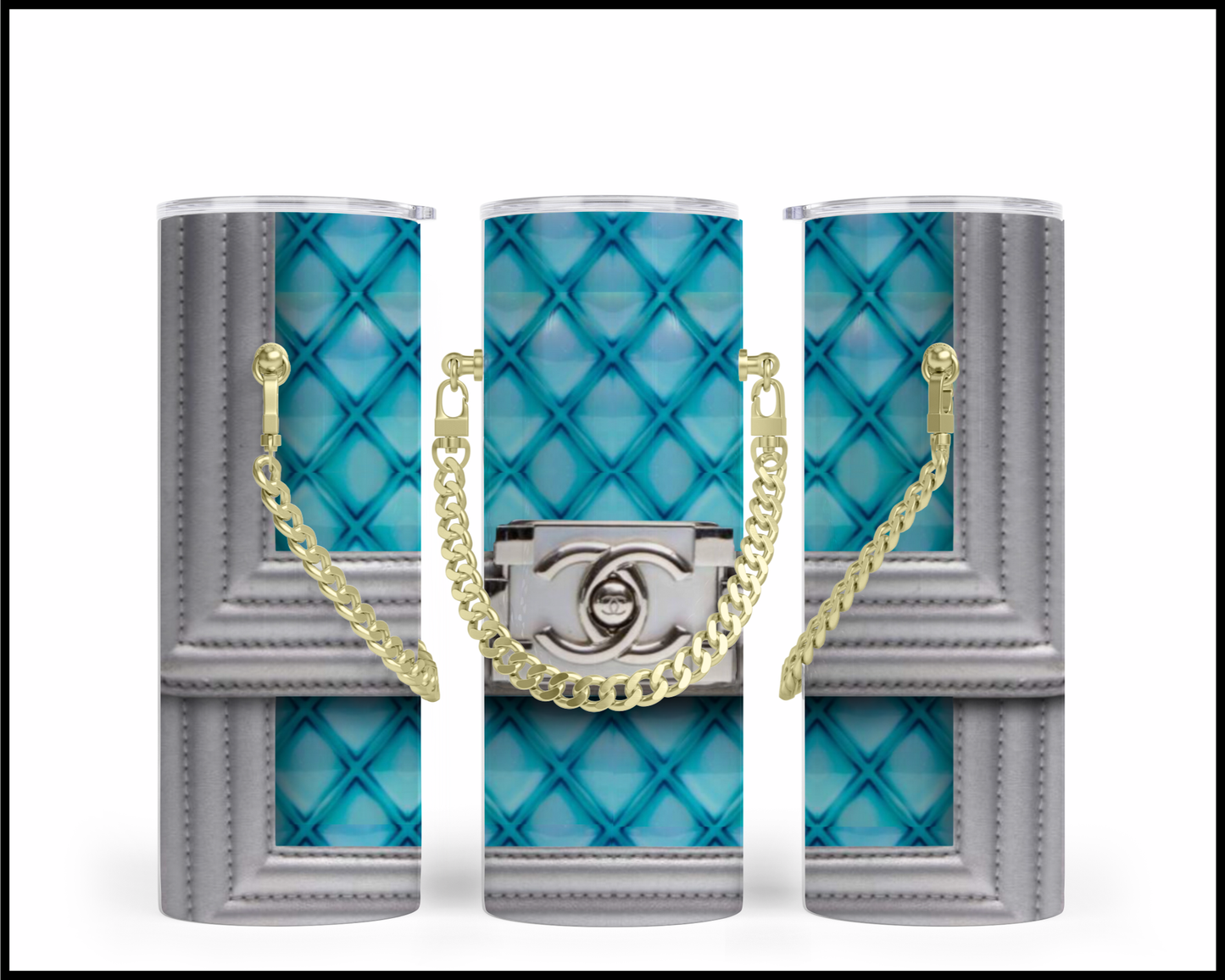 Designer Handbag Inspired Chain Tumbler (006)