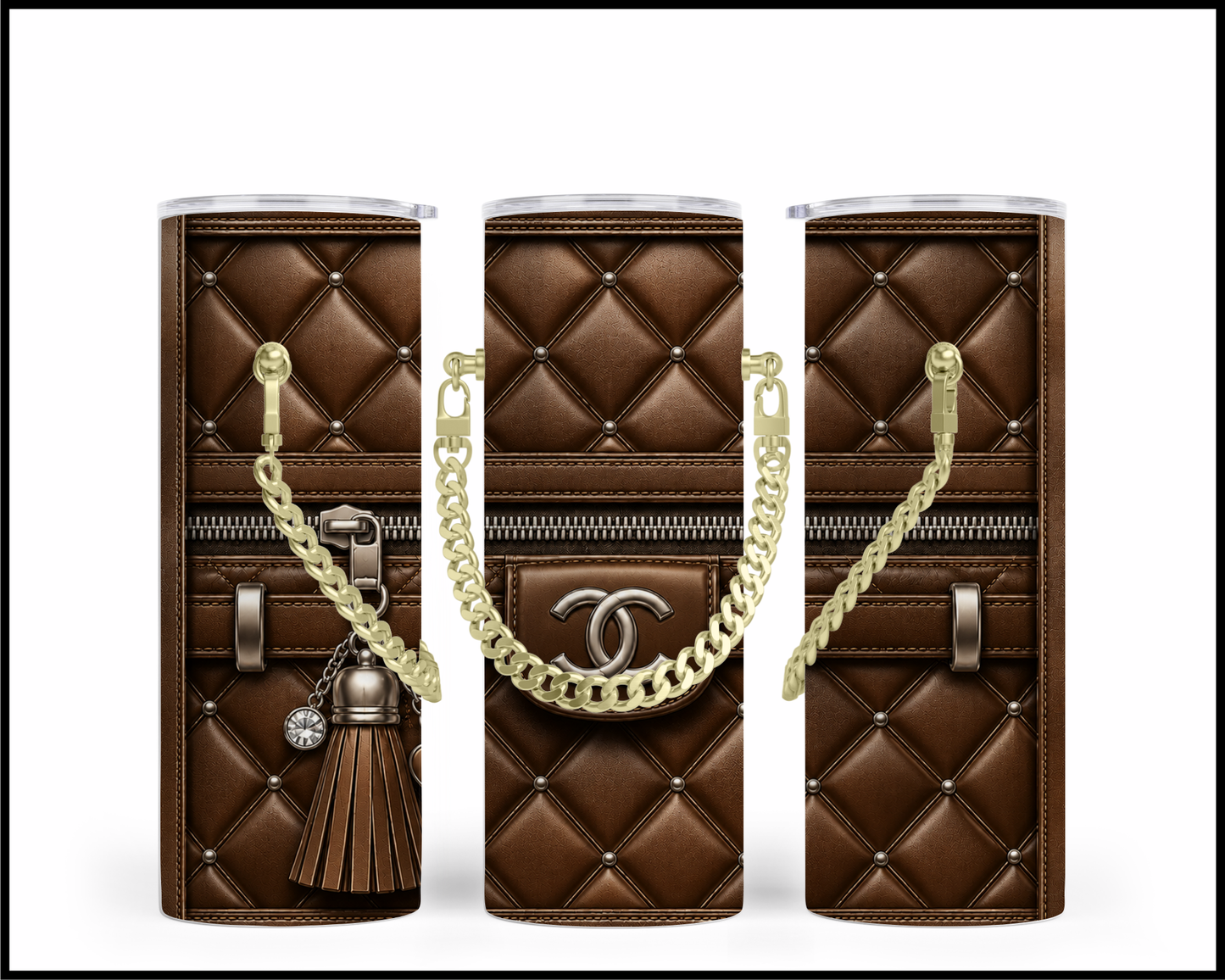 Designer Handbag Inspired Chain Tumbler (037)