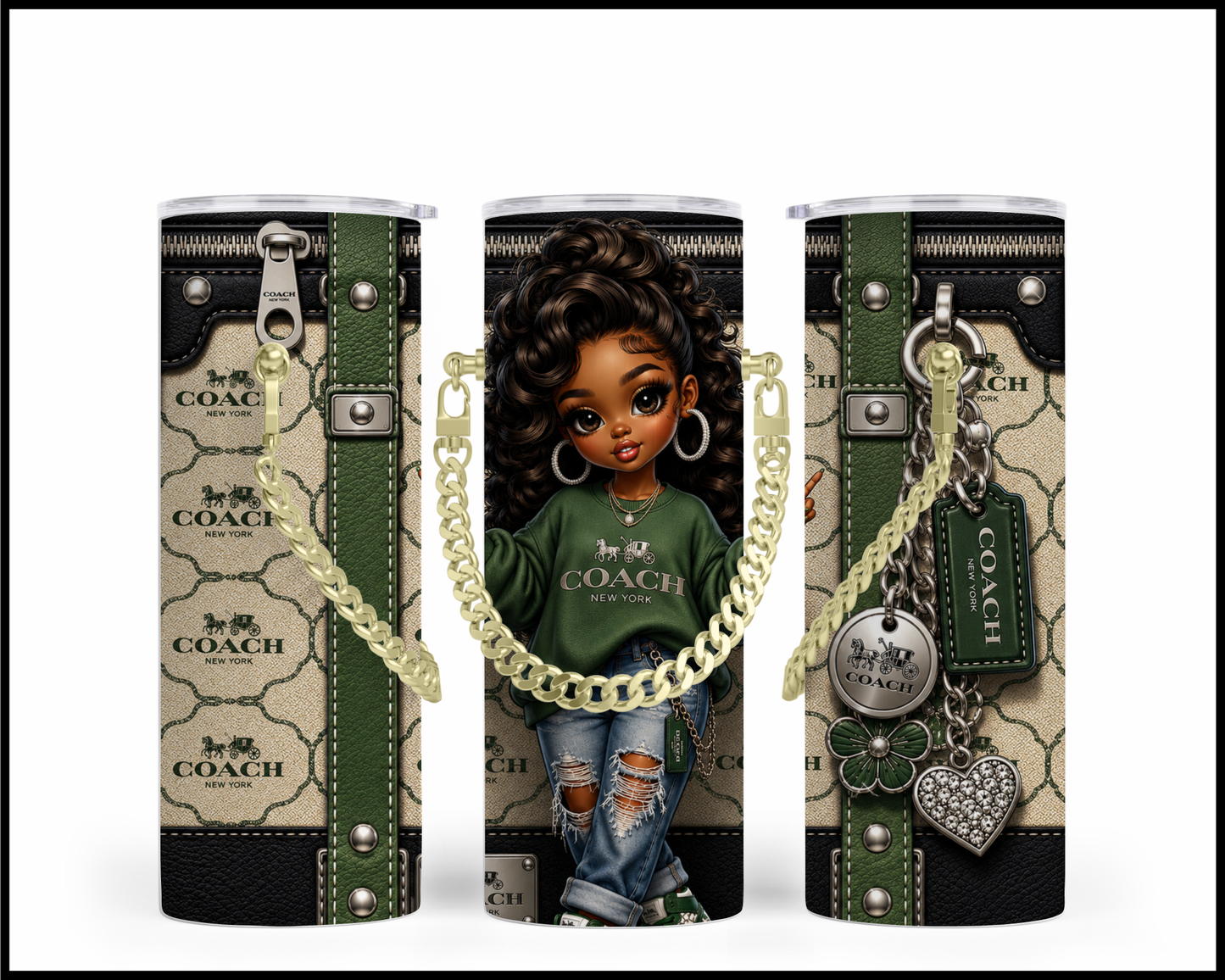 Designer Handbag Inspired Chain Tumbler (321)