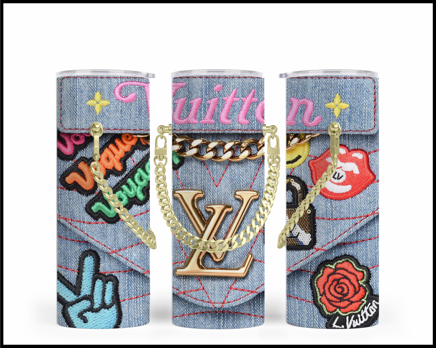Designer Handbag Inspired Chain Tumbler (005)