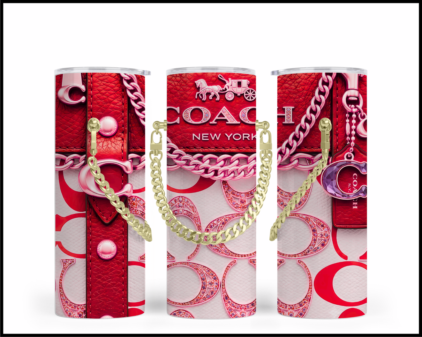 Designer Handbag Inspired Chain Tumbler (353)