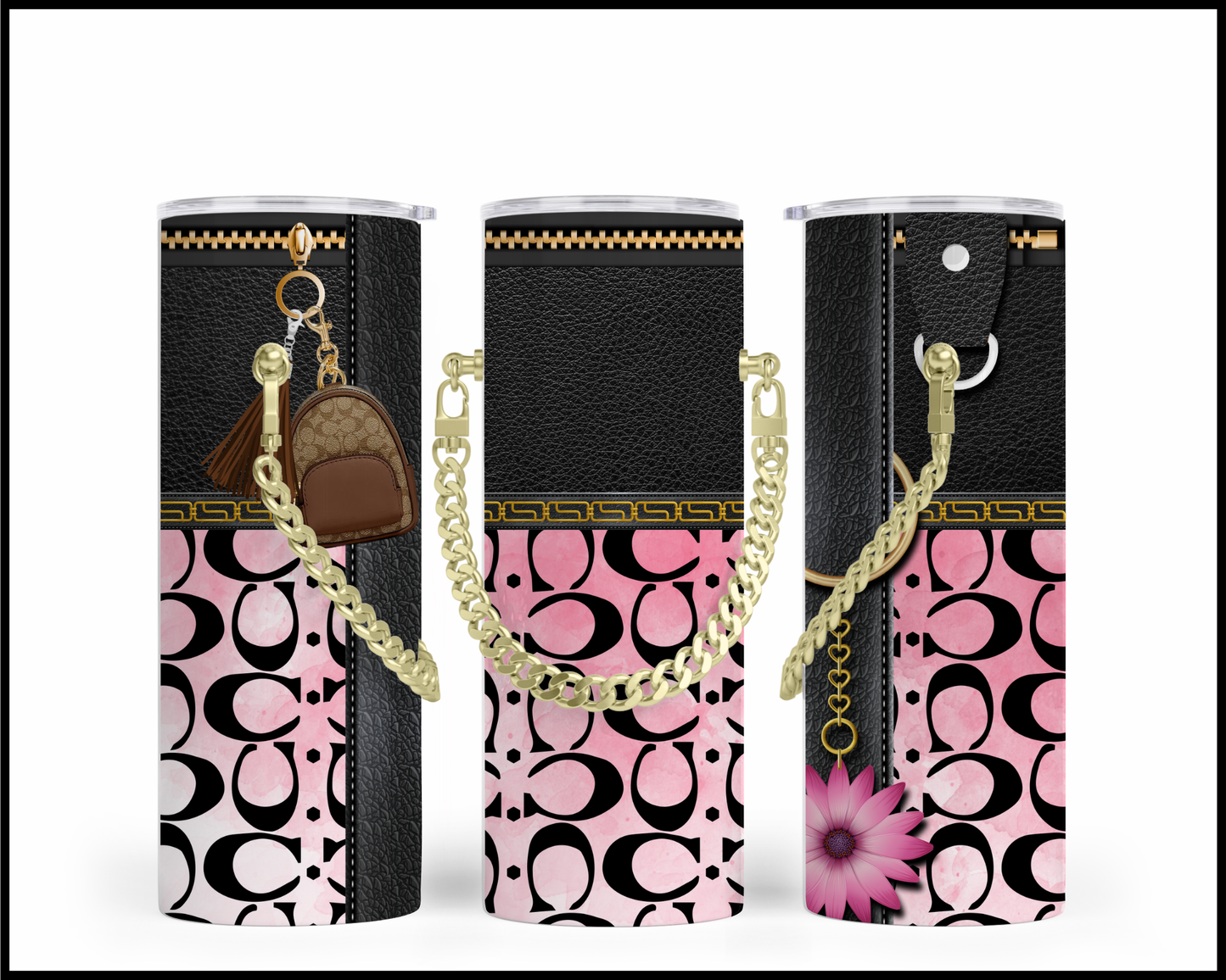 Designer Handbag Inspired Chain Tumbler (021)
