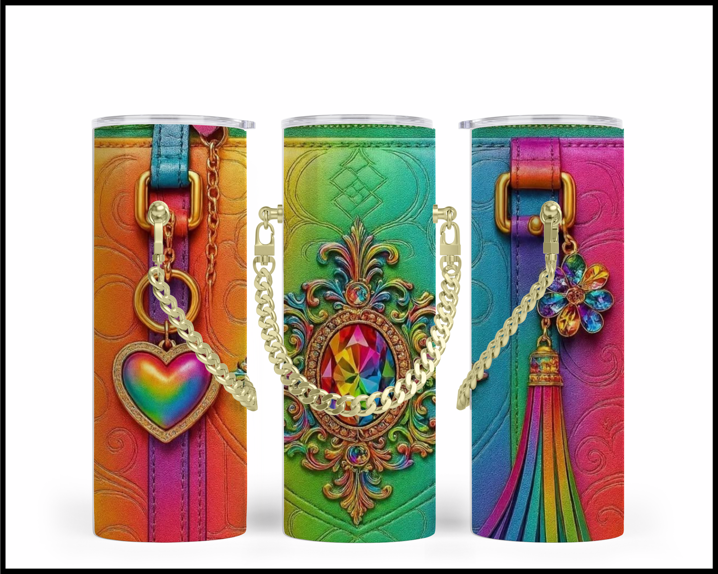 Designer Handbag Inspired Chain Tumbler (017)