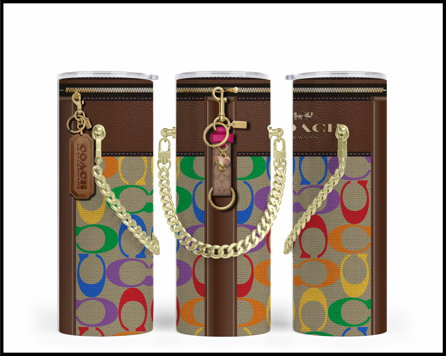 Designer Handbag Inspired Chain Tumbler (209)