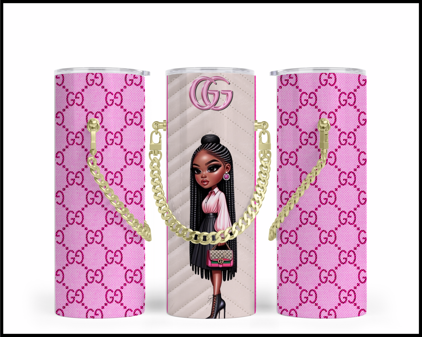 Designer Handbag Inspired Chain Tumbler (002)