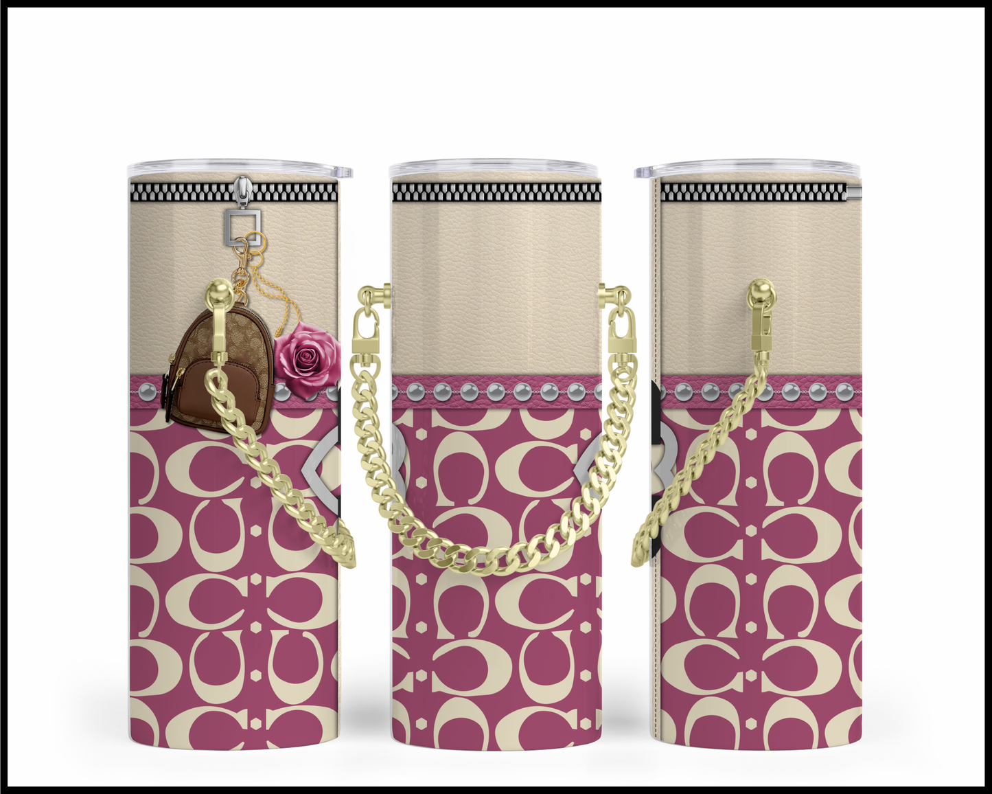 Designer Handbag Inspired Chain Tumbler (022)