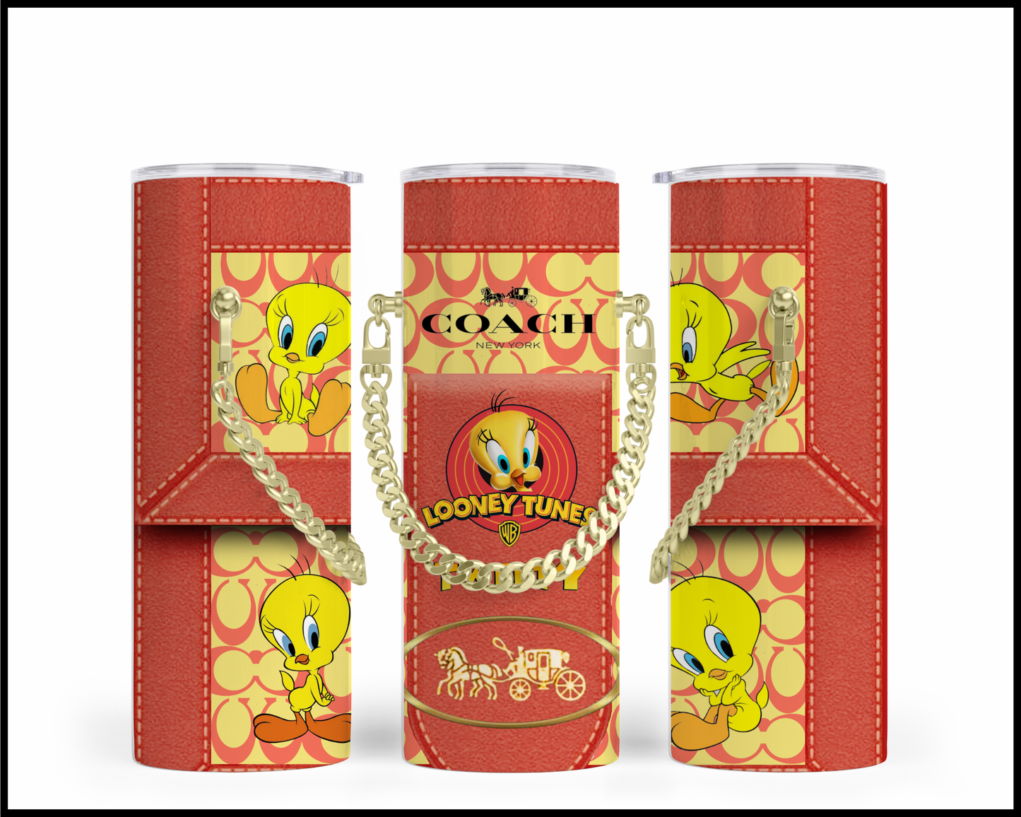 Designer Handbag Inspired Chain Tumbler (067)