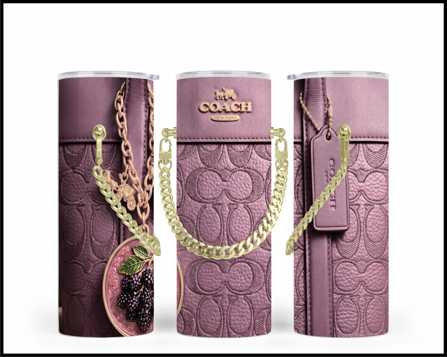 Designer Handbag Inspired Chain Tumbler (324)