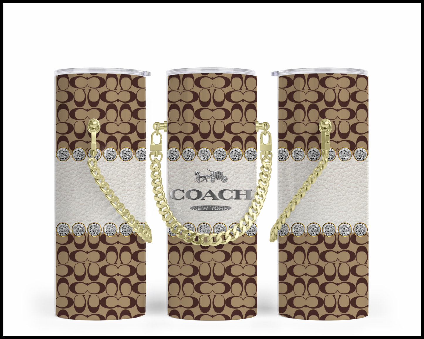 Designer Handbag Inspired Chain Tumbler (108)