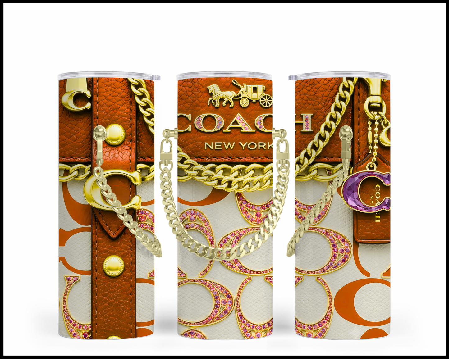 Designer Handbag Inspired Chain Tumbler (353)