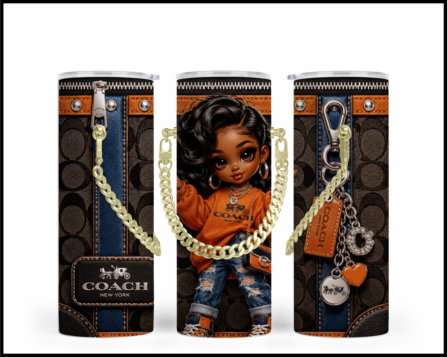 Designer Handbag Inspired Chain Tumbler (321)
