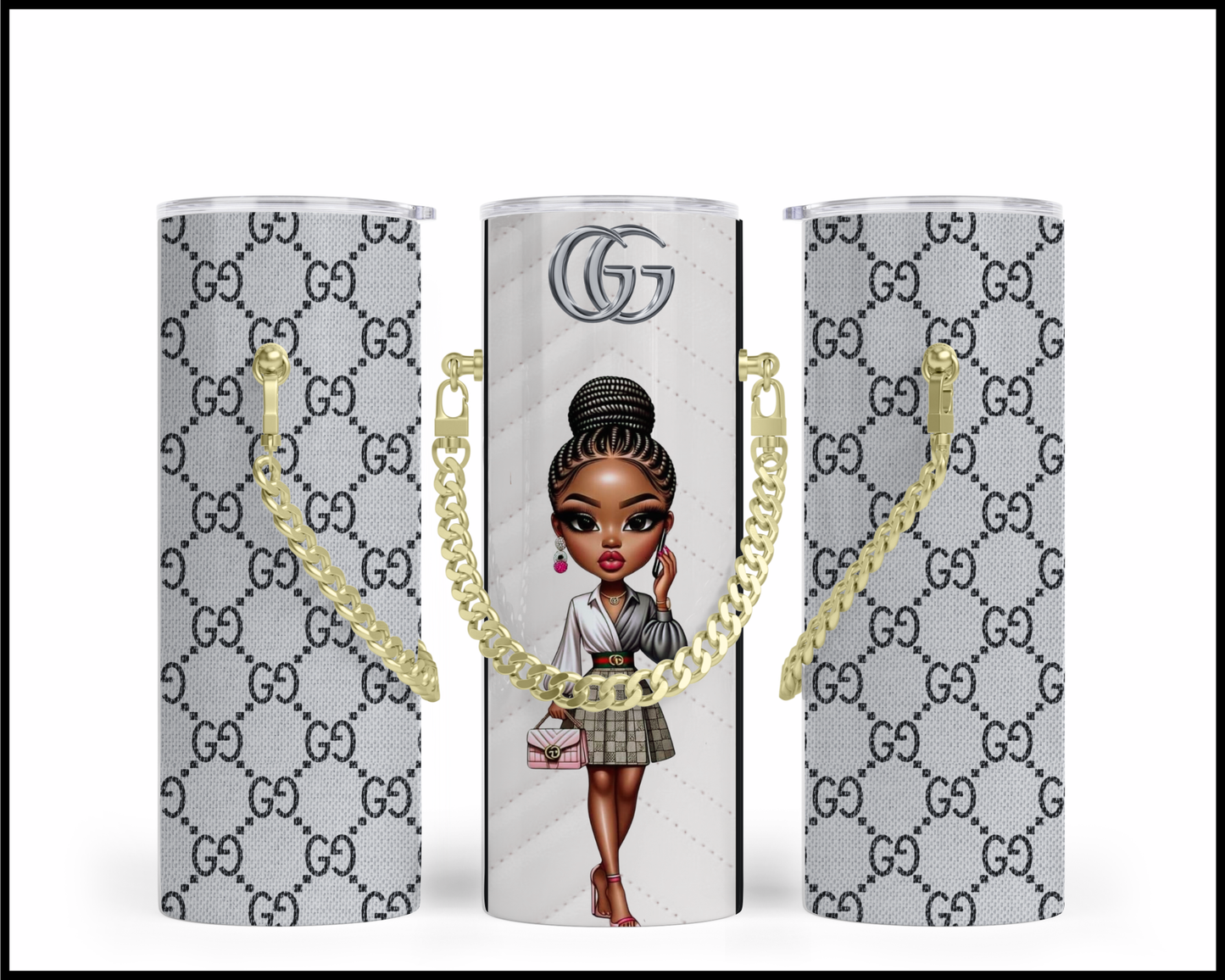 Designer Handbag Inspired Chain Tumbler (002)