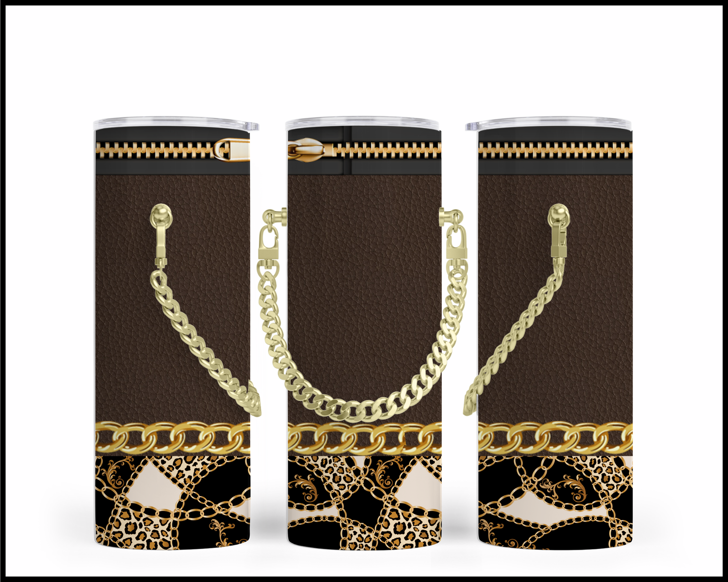 Designer Handbag Inspired Chain Tumbler (002)