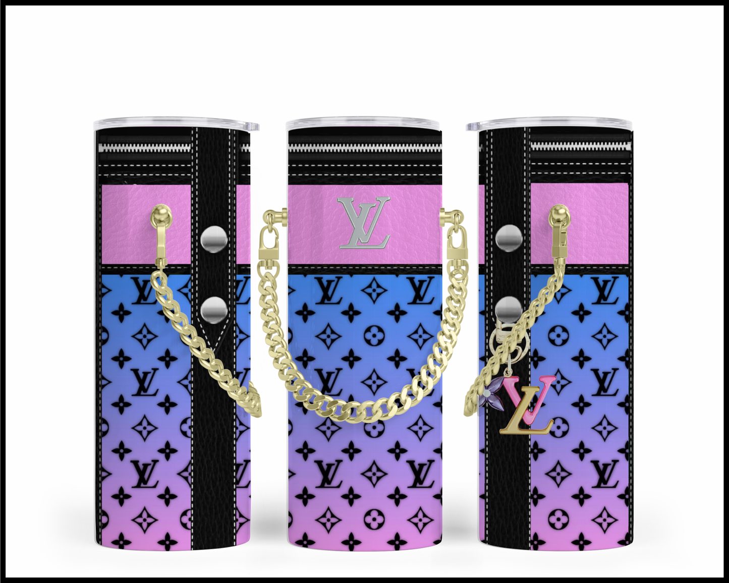 Designer Handbag Inspired Chain Tumbler (008)