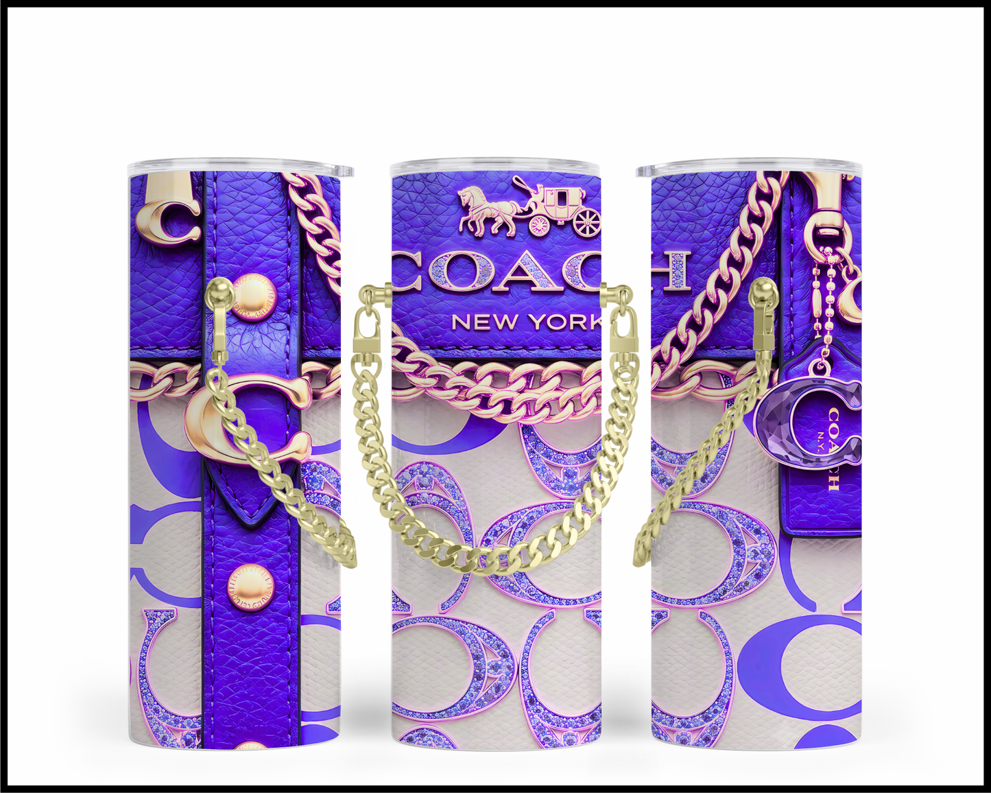 Designer Handbag Inspired Chain Tumbler (353)