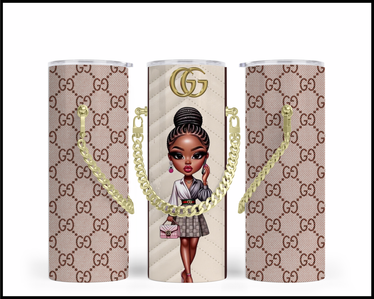 Designer Handbag Inspired Chain Tumbler (002)