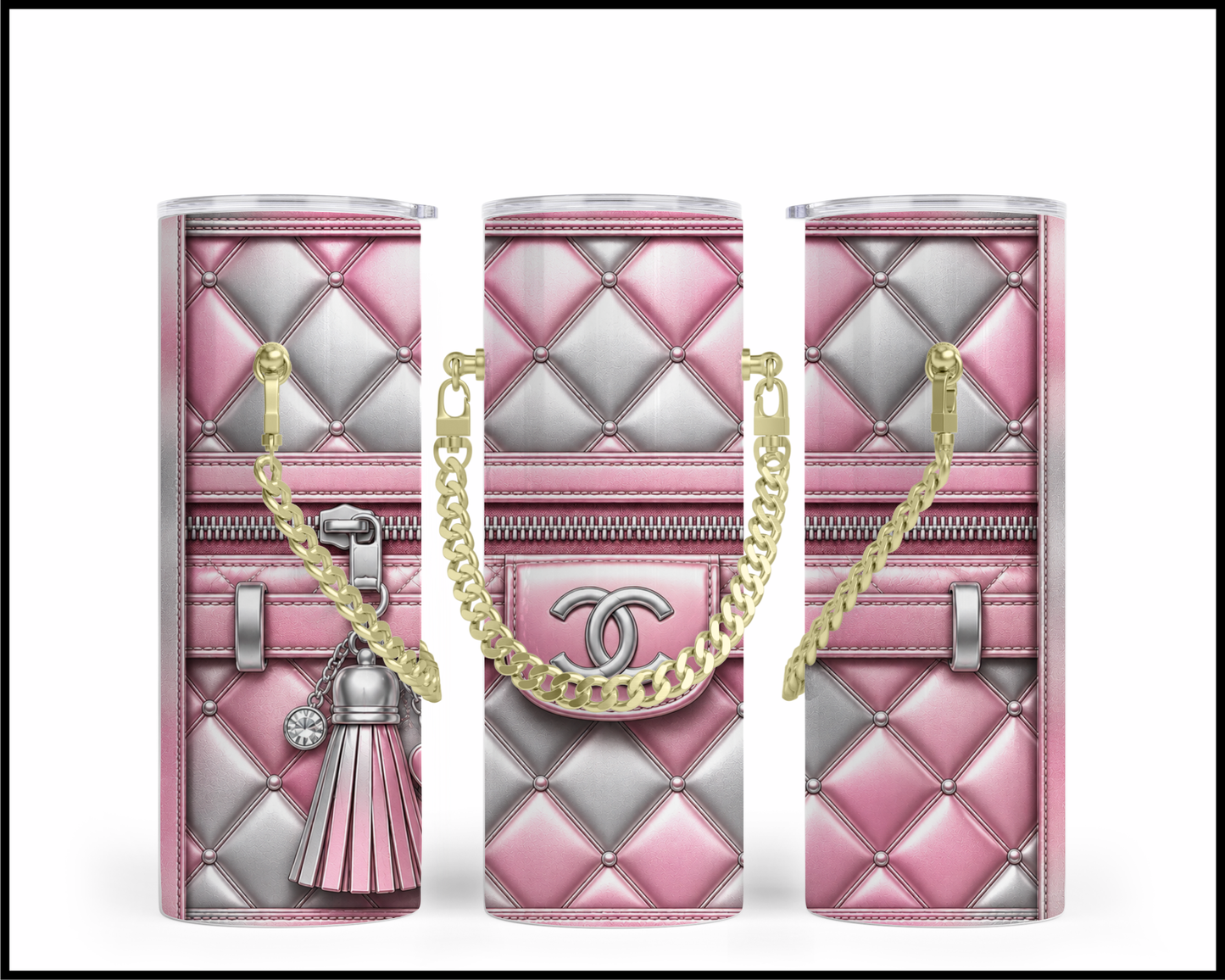 Designer Handbag Inspired Chain Tumbler (037)