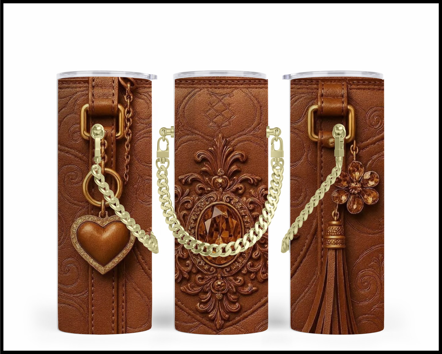 Designer Handbag Inspired Chain Tumbler (017)