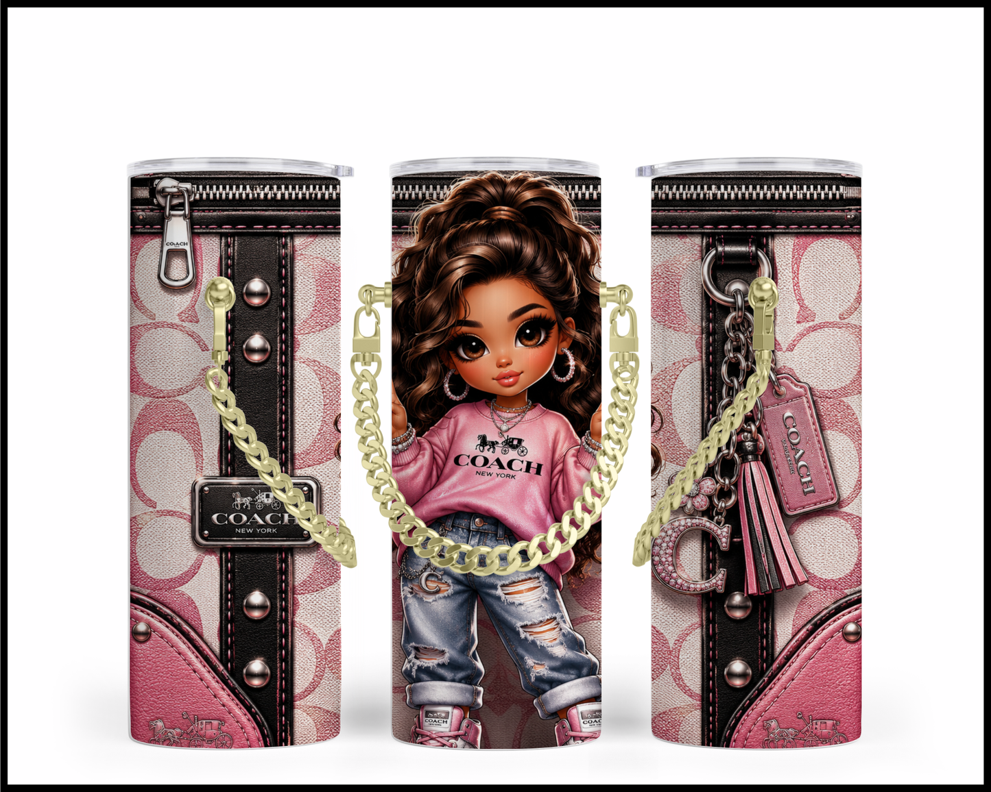 Designer Handbag Inspired Chain Tumbler (321)