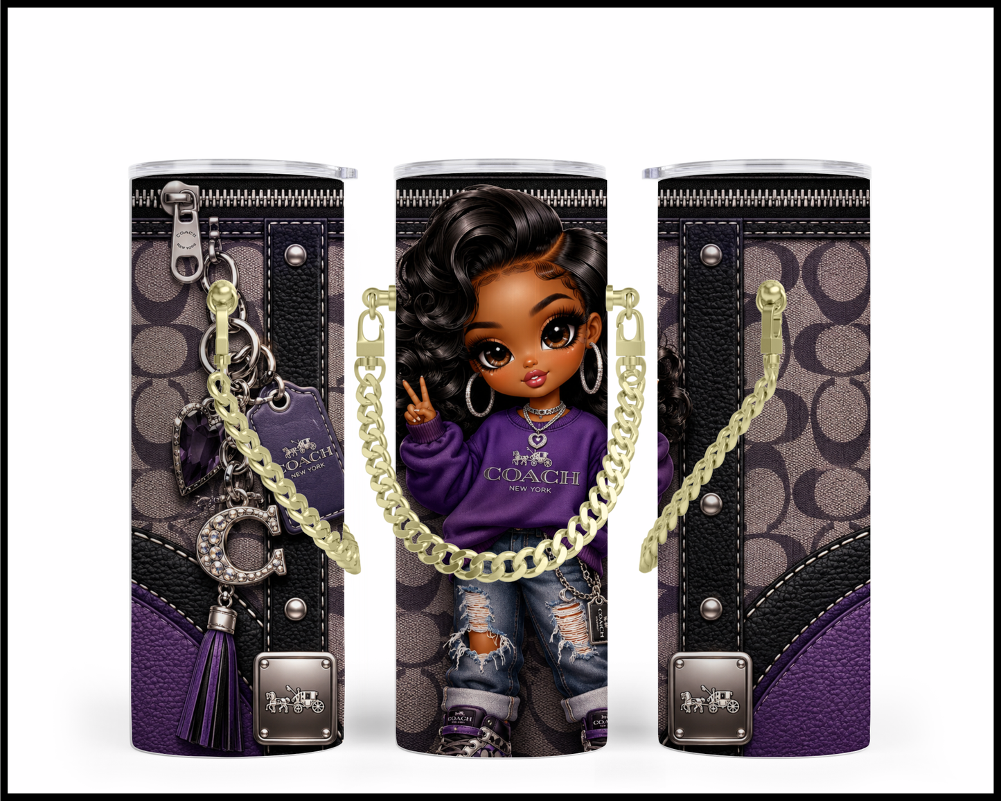 Designer Handbag Inspired Chain Tumbler (321)