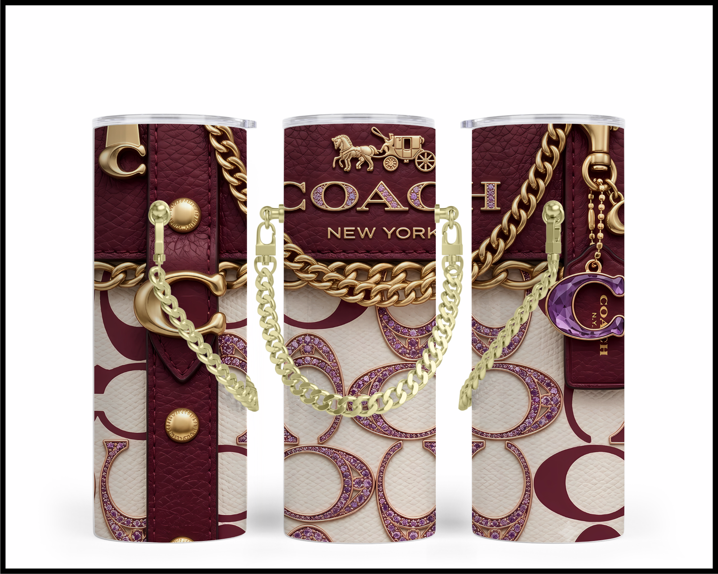Designer Handbag Inspired Chain Tumbler (353)