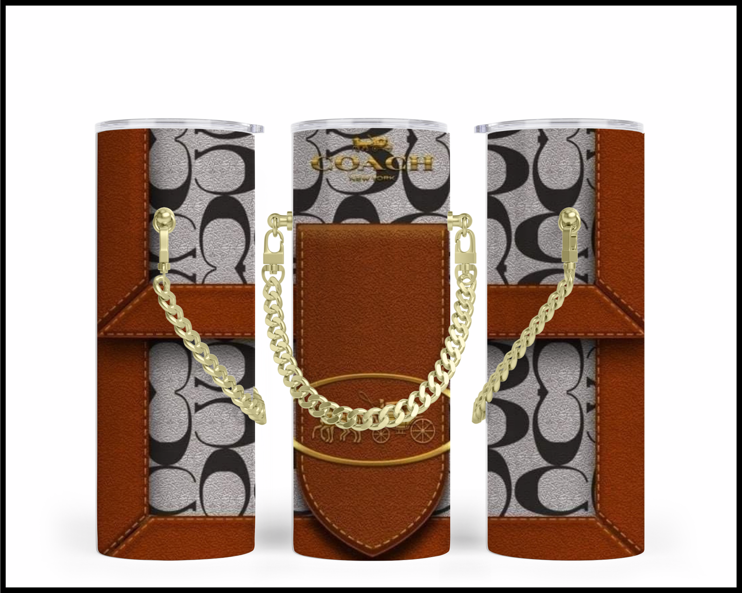 Designer Handbag Inspired Chain Tumbler (219)