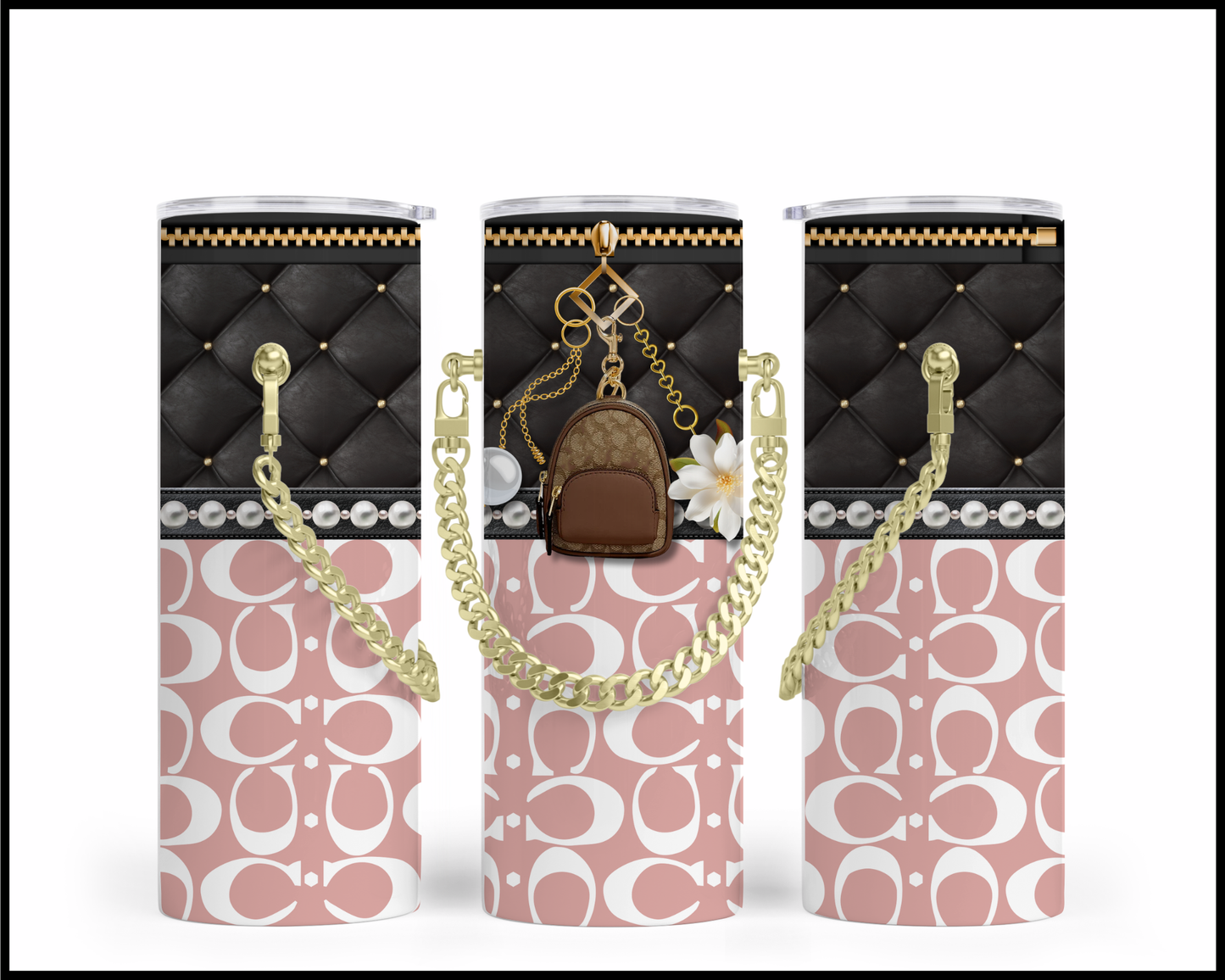 Designer Handbag Inspired Chain Tumbler (024)