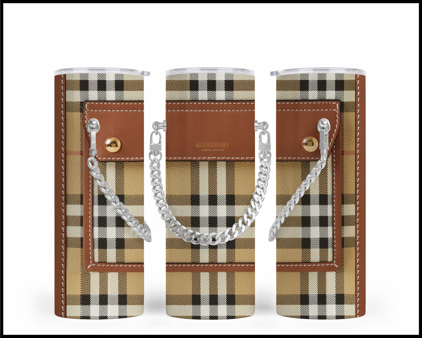 Designer Handbag Inspired Chain Tumbler (009)