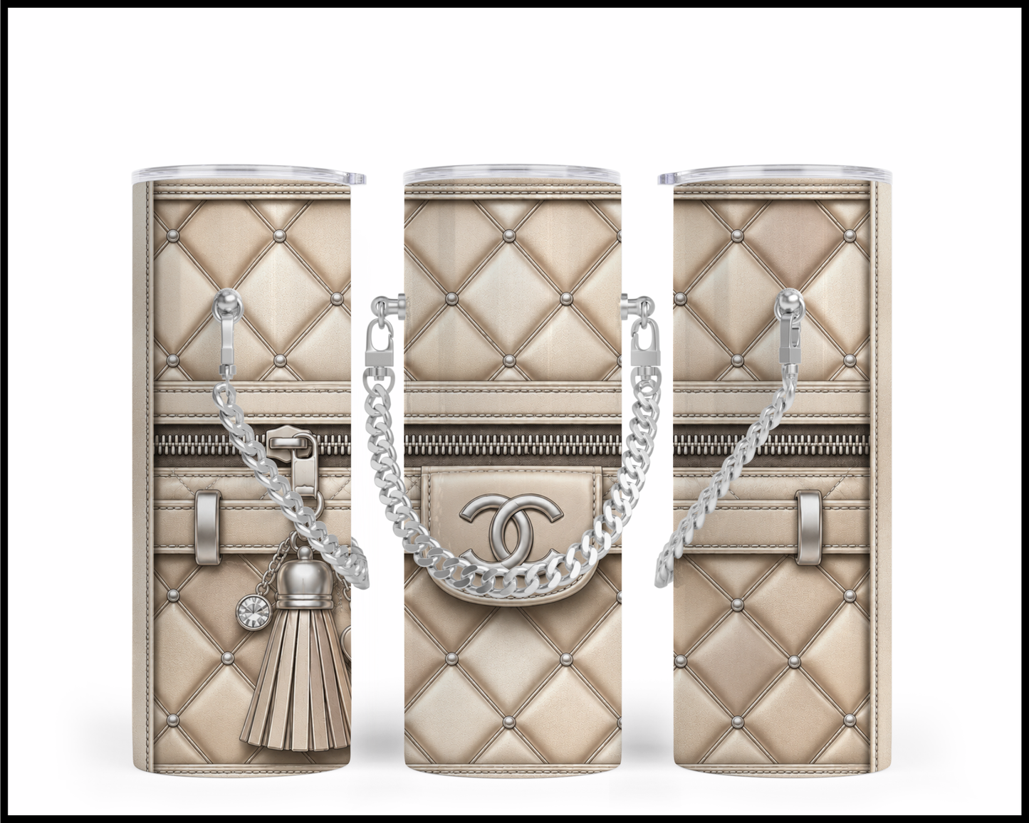 Designer Handbag Inspired Chain Tumbler (037)
