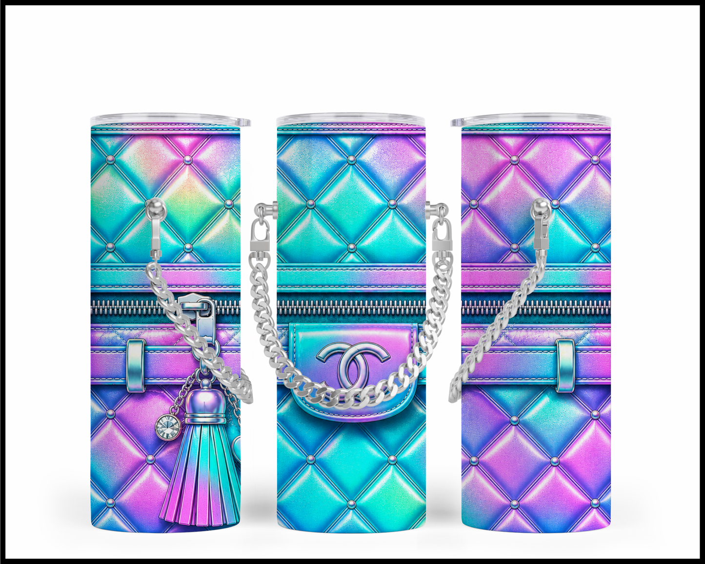 Designer Handbag Inspired Chain Tumbler (037)