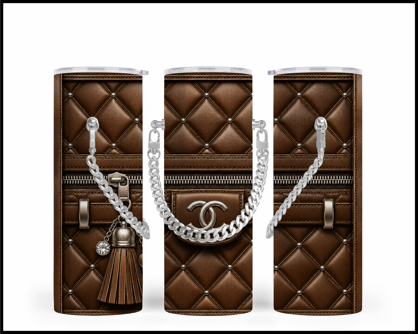 Designer Handbag Inspired Chain Tumbler (037)