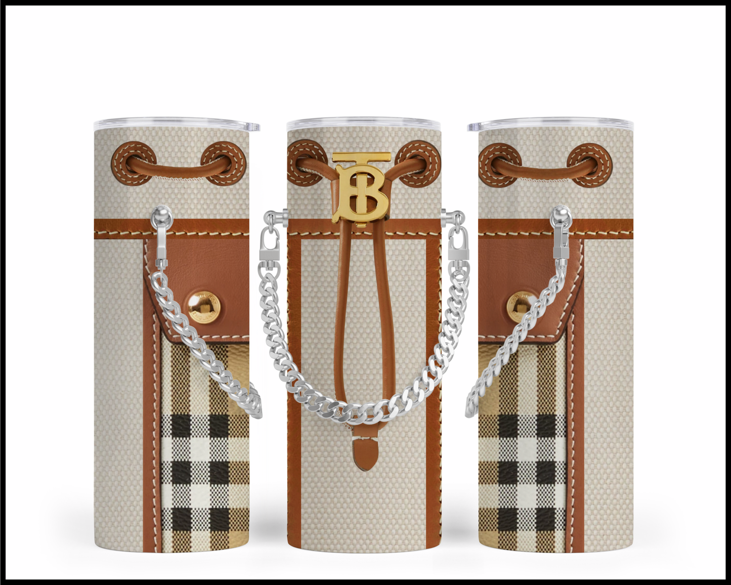 Designer Handbag Inspired Chain Tumbler (005)
