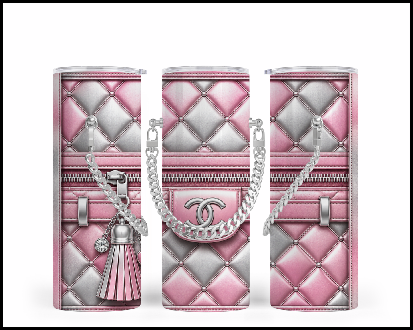 Designer Handbag Inspired Chain Tumbler (037)