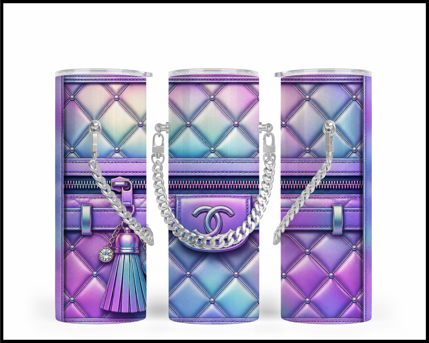 Designer Handbag Inspired Chain Tumbler (037)