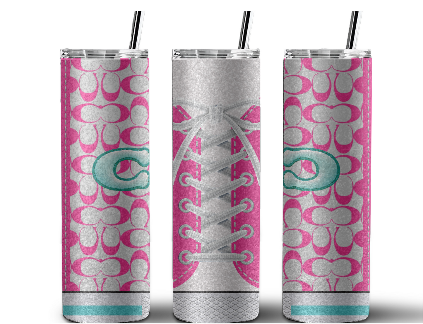 Coach Inspired Aqua & Hot Pink (Shoe Inspired Tumbler)