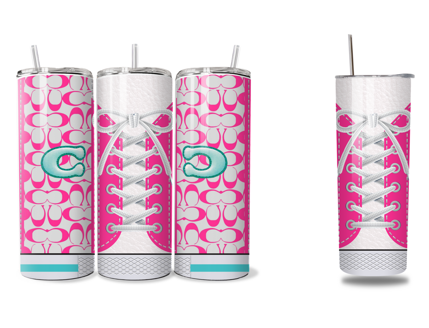 Coach Inspired Aqua & Hot Pink (Shoe Inspired Tumbler)