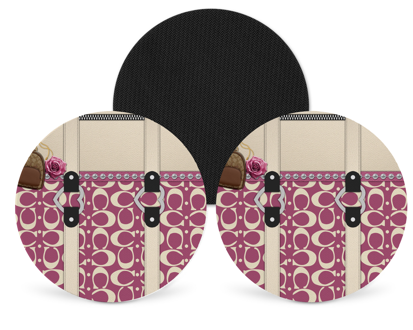 Coach Inspired Neoprene Drink Coaster x2 (022)