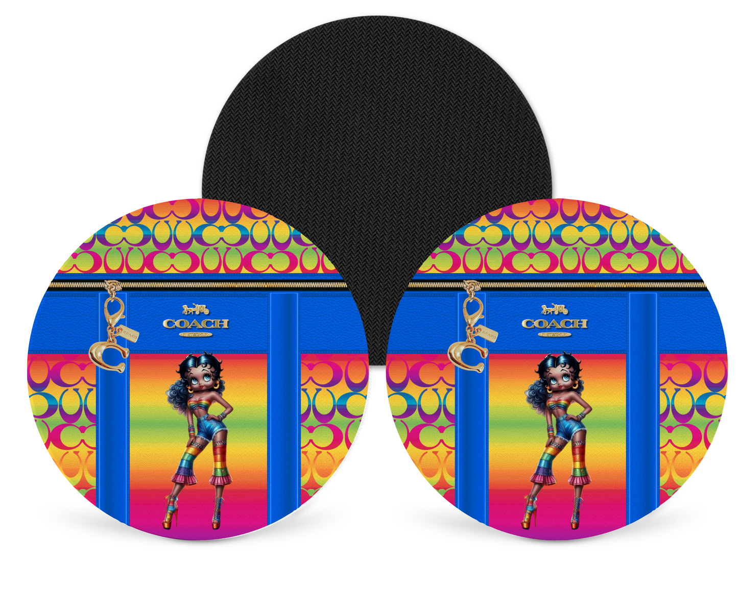 Coach Inspired Neoprene Drink Coaster x2 (203)