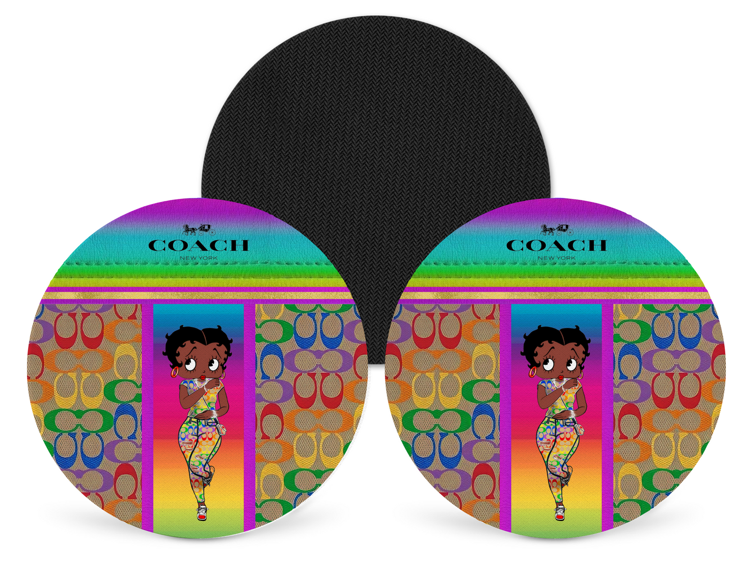 Coach Inspired Neoprene Drink Coaster x2 (080)