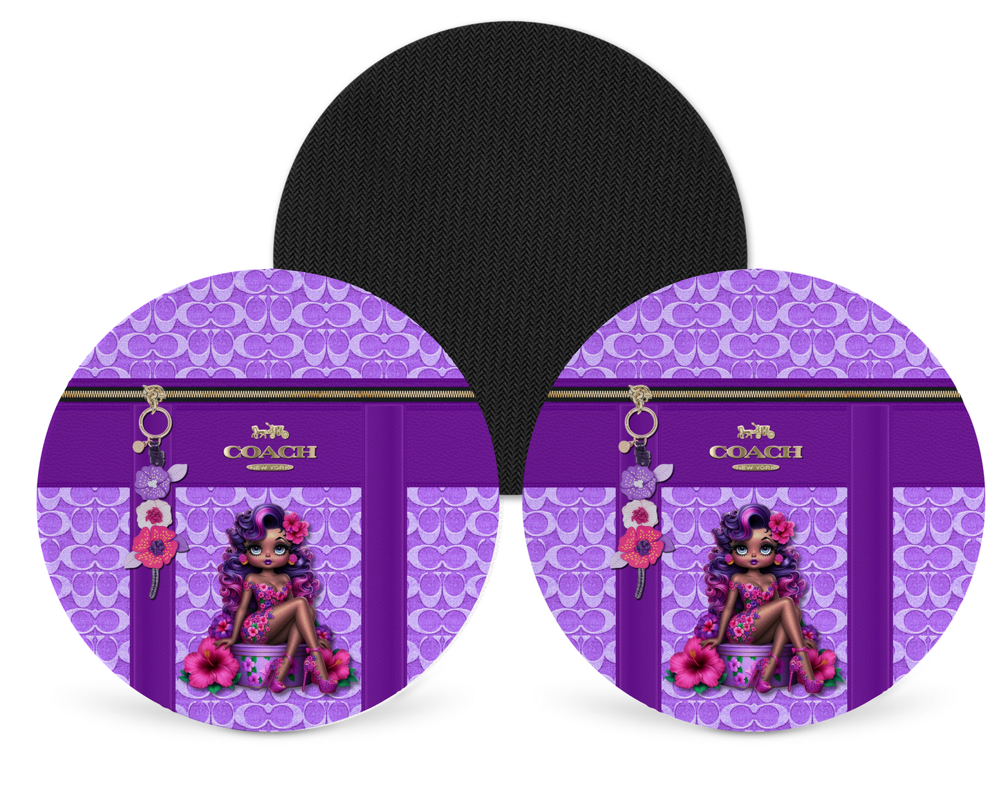 Coach Inspired Neoprene Drink Coaster x2 (202)