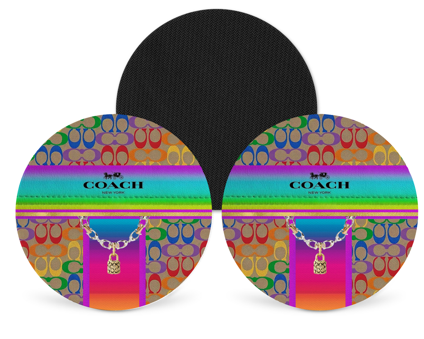 Coach Inspired Neoprene Drink Coaster x2 (055)