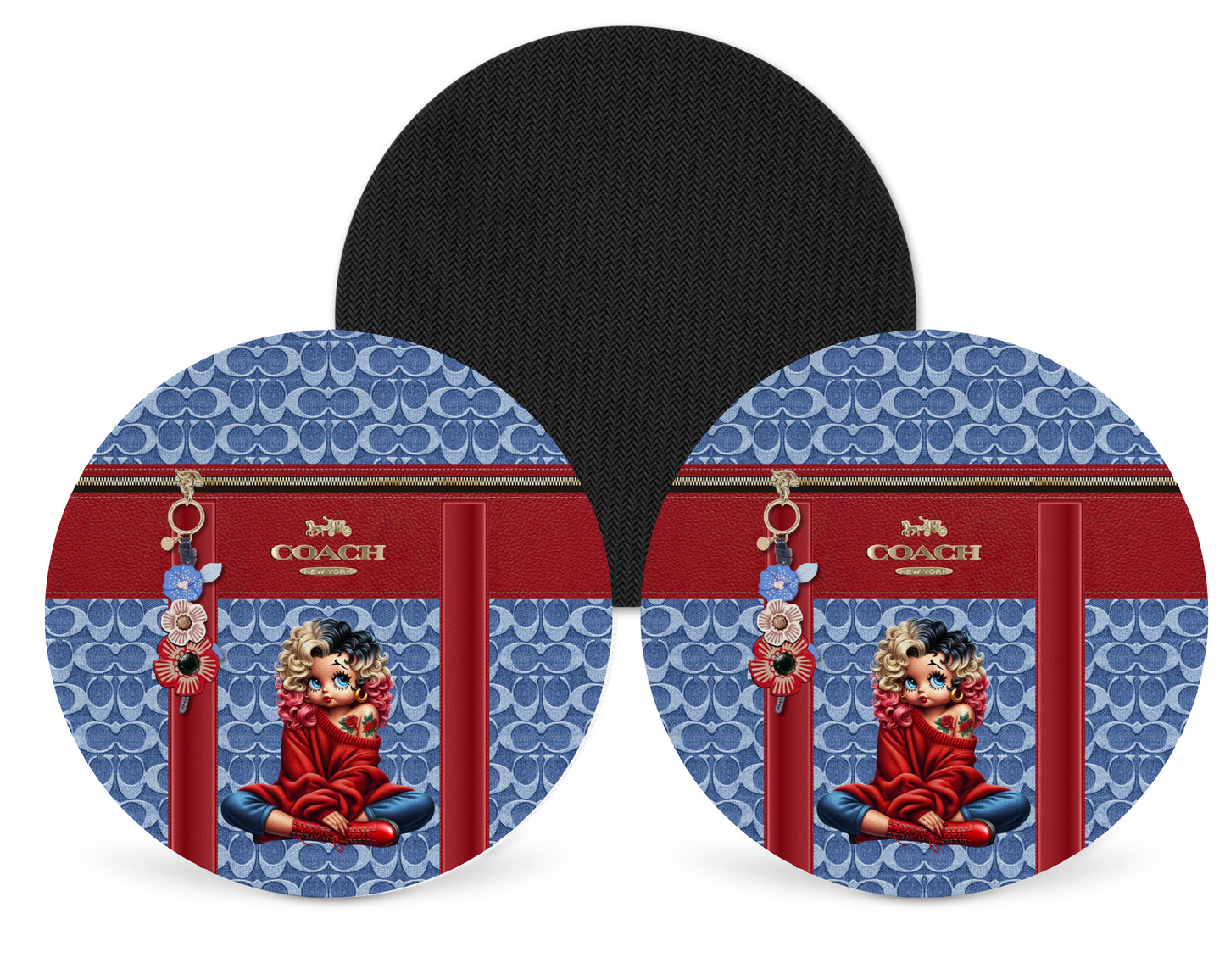 Coach Inspired Neoprene Drink Coaster x2 (105)