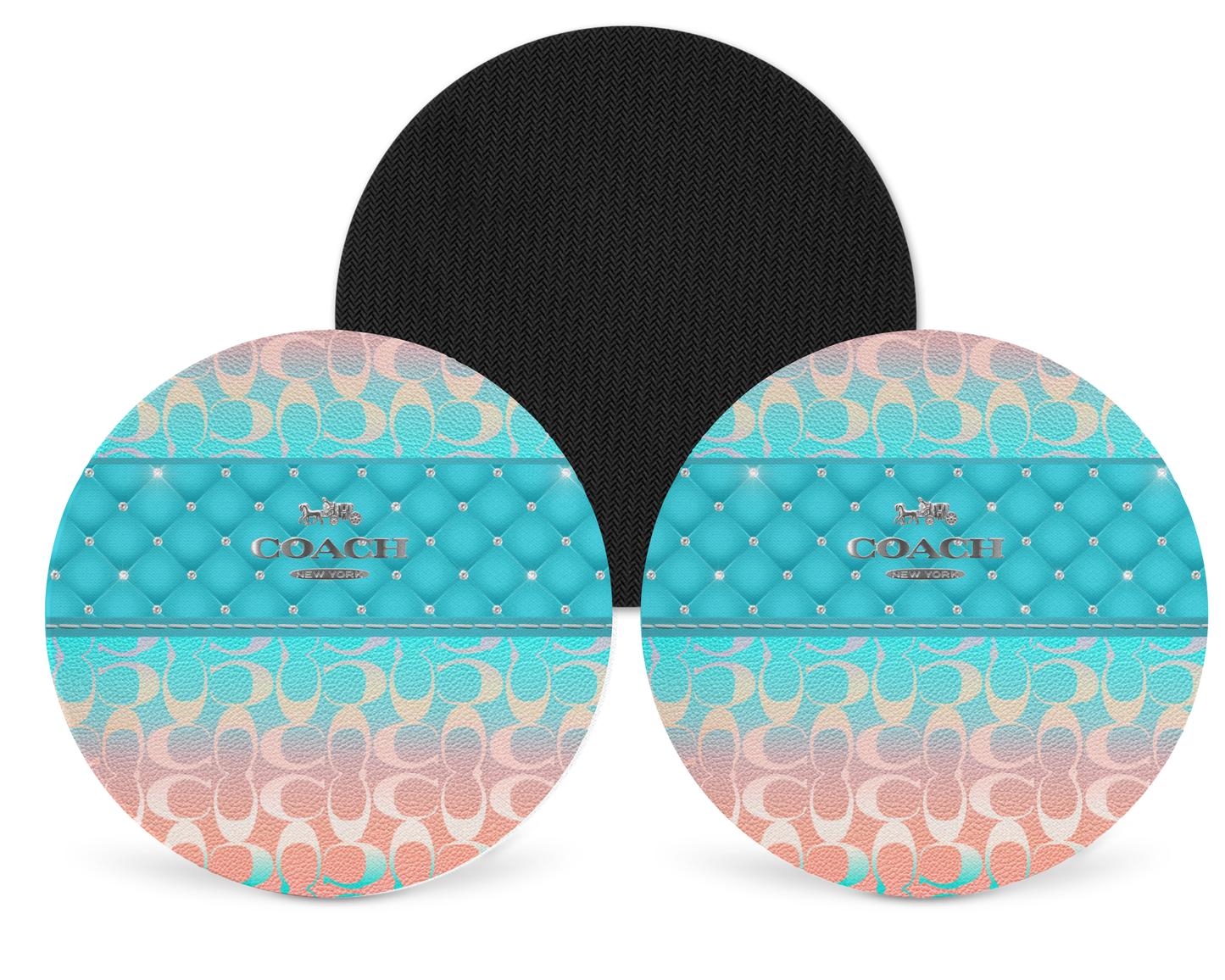 Coach Inspired Neoprene Drink Coaster x2 (124)