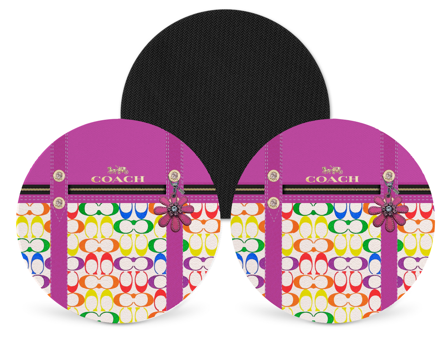 Coach Inspired Neoprene Drink Coaster x2 (092)