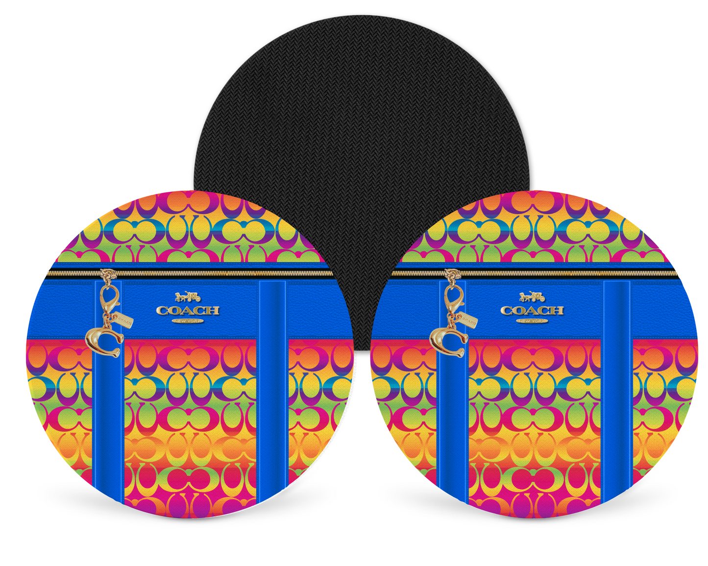 Coach Inspired Neoprene Drink Coaster x2 (204)