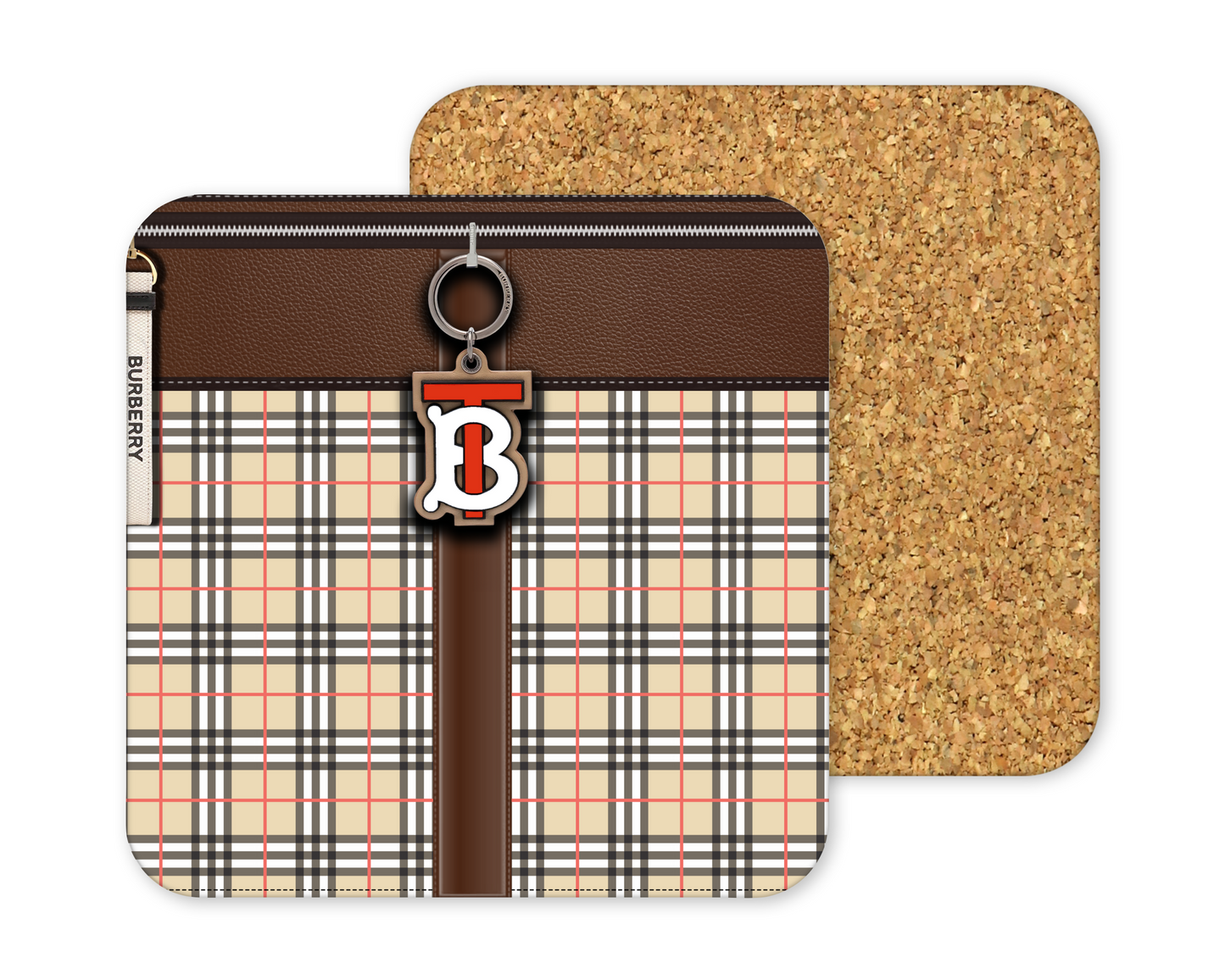 Burberry Inspired Cork Backing Drink Coaster x2 (002)