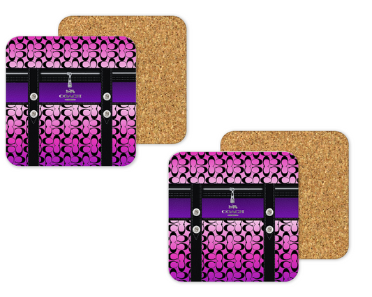 Coach Inspired Cork Backing Drink Coaster x2 (110)