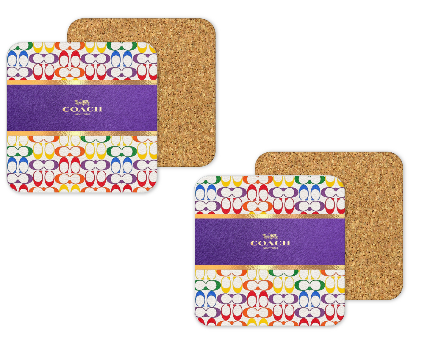 Coach Inspired Cork Backing Drink Coaster x2 (069)