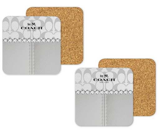 Coach Inspired Cork Backing Drink Coaster x2 (009)